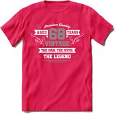 68 Jaar Legend T-Shirt | Zilver - Wit | Grappig Verjaardag en Feest Cadeau | Dames - Heren - Unisex | Kleding Kado | - Roze - XXL