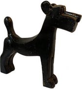 Beeld  - houten hond Terrier - zwart hout  - decoratief - robuust - handgemaakt  -  H30cm