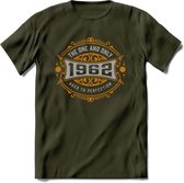 1962 The One And Only T-Shirt | Goud - Zilver | Grappig Verjaardag  En  Feest Cadeau | Dames - Heren | - Leger Groen - XL