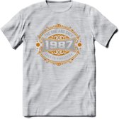 1987 The One And Only T-Shirt | Goud - Zilver | Grappig Verjaardag  En  Feest Cadeau | Dames - Heren | - Licht Grijs - Gemaleerd - S