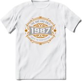 1987 The One And Only T-Shirt | Goud - Zilver | Grappig Verjaardag  En  Feest Cadeau | Dames - Heren | - Wit - XL