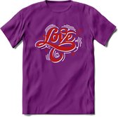 Love - Valentijn T-Shirt | Grappig Valentijnsdag Cadeautje voor Hem en Haar | Dames - Heren - Unisex | Kleding Cadeau | - Paars - S