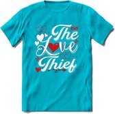 The Love Thief - Valentijn T-Shirt | Grappig Valentijnsdag Cadeautje voor Hem en Haar | Dames - Heren - Unisex | Kleding Cadeau | - Blauw - L