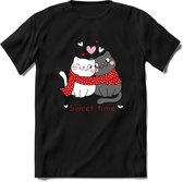 Sweet Time - Valentijn T-Shirt | Grappig Valentijnsdag Cadeautje voor Hem en Haar | Dames - Heren - Unisex | Kleding Cadeau | - Zwart - 3XL