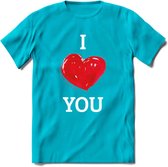 I Love You - Valentijn T-Shirt | Grappig Valentijnsdag Cadeautje voor Hem en Haar | Dames - Heren - Unisex | Kleding Cadeau | - Blauw - XL