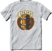 Beer Barrel T-Shirt | Bier Kleding | Feest | Drank | Grappig Verjaardag Cadeau | - Licht Grijs - Gemaleerd - L