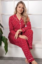 Seamlife Homewear - Dames Pyjama Set - BIO - Lang - Rood Love - (XS)