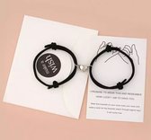 Akyol - koppel armband - Valentijn voor hem en haar - Liefdes Cadeau - Romantisch - Cadeau voor je vrouw of vriendin – vrouwen cadeautjes – magneten – Zwarte armband - liefdes armband - hartjes armband - valentijns armband - valentijn