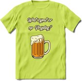 Wat Rijmt Er Op Vrijdag? T-Shirt | Bier Kleding | Feest | Drank | Grappig Verjaardag Cadeau | - Groen - L
