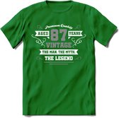 87 Jaar Legend T-Shirt | Zilver - Wit | Grappig Verjaardag en Feest Cadeau | Dames - Heren - Unisex | Kleding Kado | - Donker Groen - S