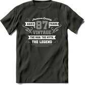 87 Jaar Legend T-Shirt | Zilver - Wit | Grappig Verjaardag en Feest Cadeau | Dames - Heren - Unisex | Kleding Kado | - Donker Grijs - 3XL