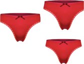 Dames string 3 pack effen kleur XL 40-42 rood