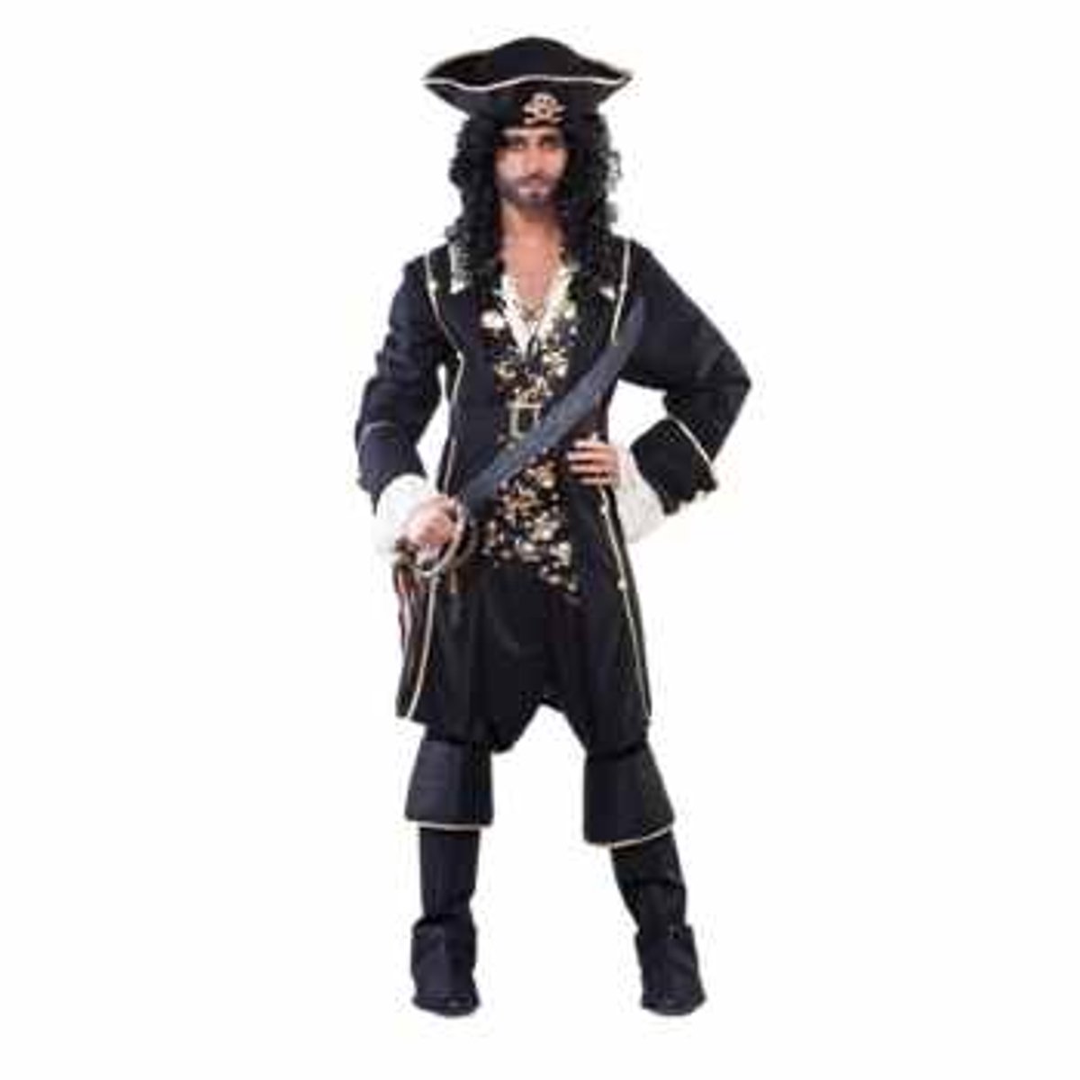Piratenkostuum zwart/goud man