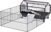 PawHut Cage pour rongeurs clapier lapin cage cochon d'inde petit animal de compagnie avec augmentation de jardin 88x128.5x56cm D51-138V01