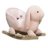 HOMCOM Hobbelpaard voor kinderen schommeldier konijn 18-36 maanden pluche roze 330-112