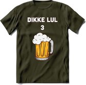 Dikke Lul 3 Bier T-Shirt | Bier Kleding | Feest | Drank | Grappig Verjaardag Cadeau | - Leger Groen - M