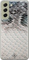 Samsung S21 FE hoesje siliconen - Oh my snake | Samsung Galaxy S21 FE case | blauw | TPU backcover transparant