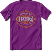 1927 The One And Only T-Shirt | Goud - Zilver | Grappig Verjaardag En Feest Cadeau | Dames - Heren | - Paars - S