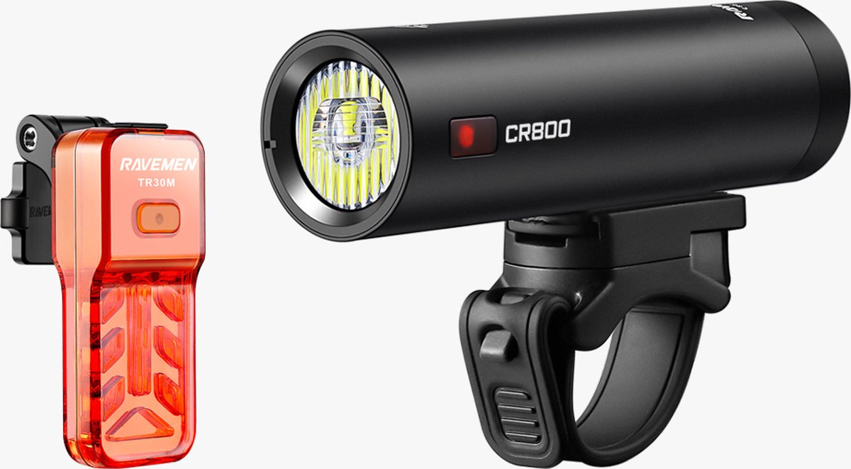 Ravemen fietsverlichtingsset LS15 combi (CR800 + TR30M) - USB oplaadbaar - Voorlicht en Achterlicht Fietslamp - Waterdicht Fietslicht