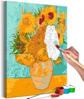 Doe-het-zelf op canvas schilderen - Van Gogh's Sunflowers.