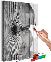 Doe-het-zelf op canvas schilderen - Face in Wood.