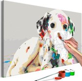 Doe-het-zelf op canvas schilderen - Colourful Puppy.