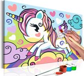 Doe-het-zelf op canvas schilderen - Colourful Unicorn.
