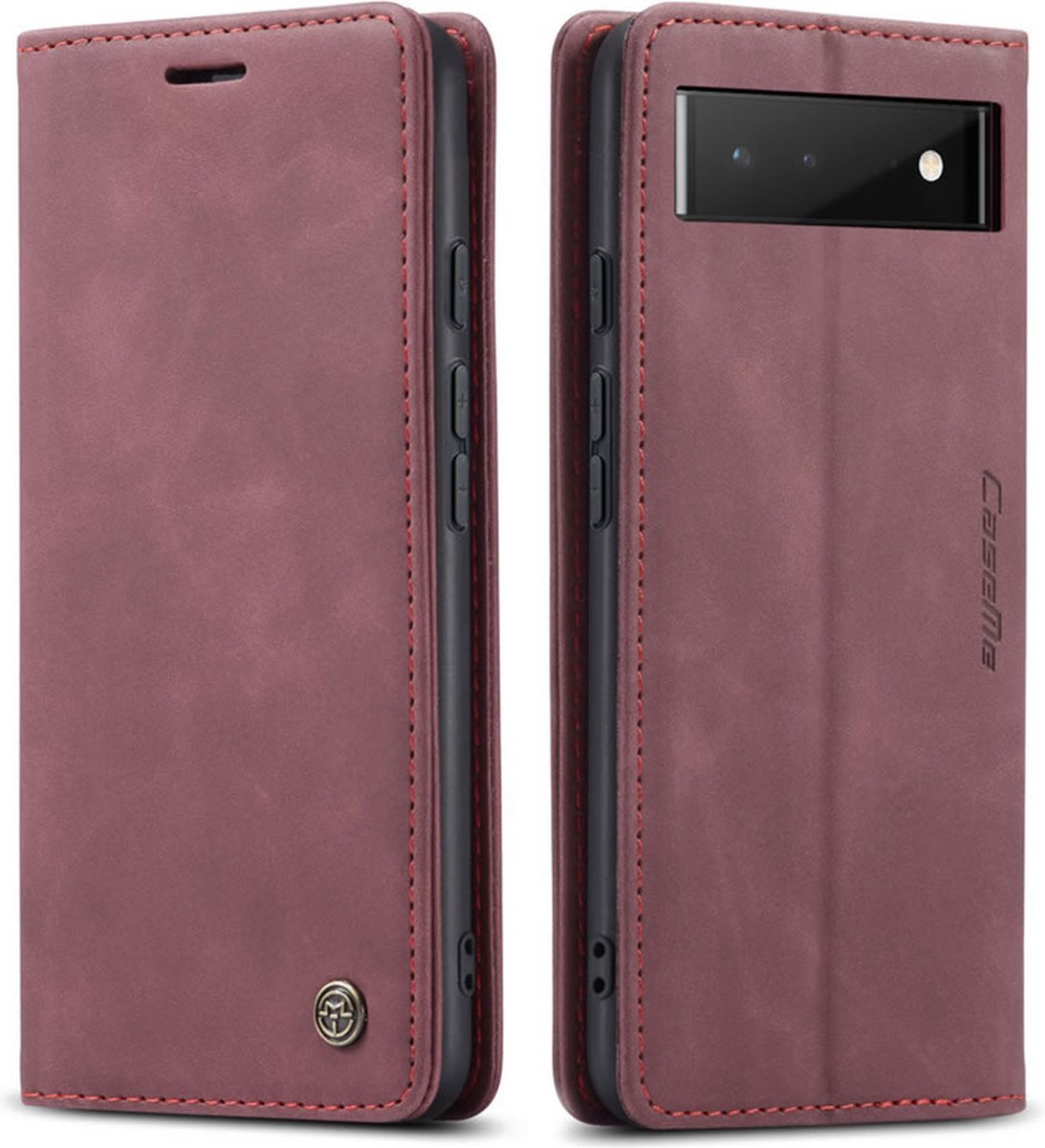 CaseMe - Hoesje geschikt voor Google Pixel 6 - Wallet Book Case - Magneetsluiting - Rood