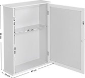 FURNIBELLA- Spiegelkast voor badkamer, wandkast, badkamerkast met in hoogte verstelbare plankvlakken, hangkast, badkamer, 41 x 14 x 60 cm, wit LHC001