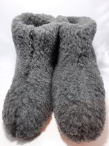 Schapenwollen sloffen grijs maat 47 100% natuurproduct comfortabele nieuwe luxe sloffen direct leverbaar handgemaakt - sheep - wool - shuffle - woolen slippers - schoen - pantoffel