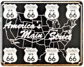 2D metalen wandbord "America's main street" 25x20cm