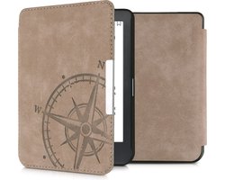 kwmobile hoes geschikt voor Kobo Clara HD - Hoesje voor ereader in bruin - Vintage Kompas design