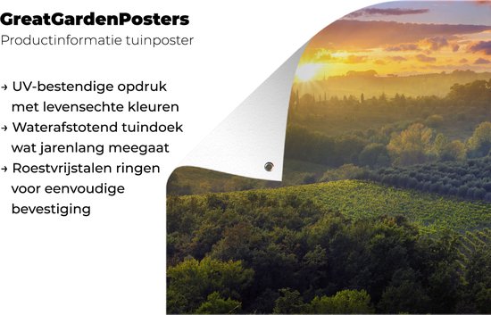 Vue des champs verts du paysage toscan Affiche de jardin 180x120 cm - Toile de jardin / Toile d'extérieur / Peintures d'extérieur (décoration de jardin) XXL / Grand format!