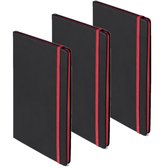 Set van 3x stuks schriften/notitieboekje rood met elastiek A5 formaat - 80x gekleurde blanco paginas - opschrijfboekjes