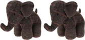 2x stuks stoffen deurstoppers 28 cm olifant bruin - Deur vastzetter - Deurstop