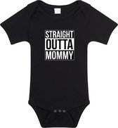 Straight outta mommy cadeau romper zwart voor babys - Moederdag / mama kado / geboorte / kraamcadeau - cadeau voor aanstaande moeder 56 (1-2 maanden)