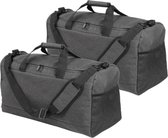 Set de 2x sacs de sport / sacs de week-end gris foncé avec compartiment à chaussures 54 cm - 40 litres - Sacs de voyage