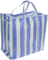 Trousse de toilette/sac shopping/sac de rangement blanc/bleu - 55 x 55 x 30 - Jumbo shoppers