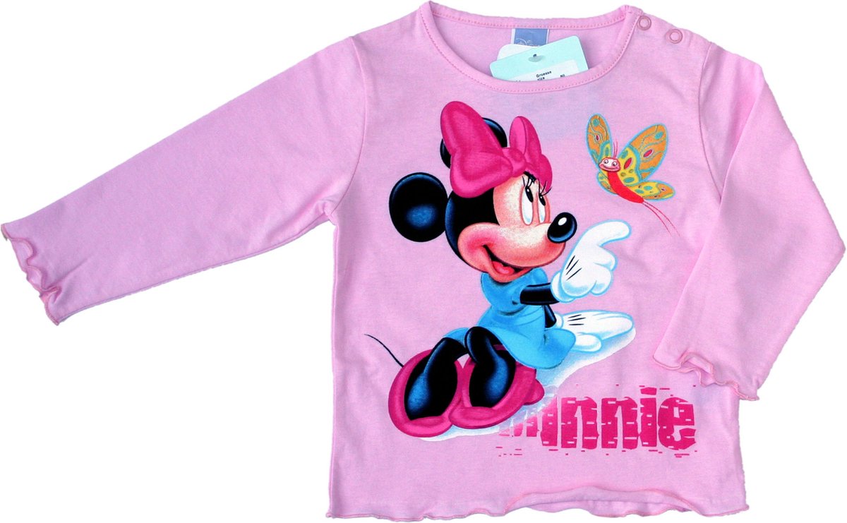 Disney Minnie Mouse Meisjes Longsleeve - T-shirt met lange mouwen - Roze - Maat 86