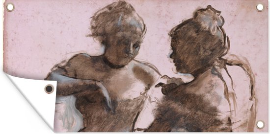 Tuinposter Two dancers - Kunstwerk van Edgar Degas - 80x40 cm - Wanddecoratie Buiten - Tuinposter - Tuindoek - Schuttingposter - Tuinschilderij