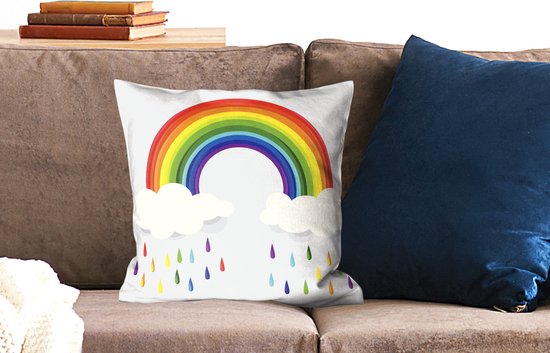 Coussin enfant Arc-en-ciel, coton, 40x40 cm