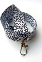 Nosy Two | Keycord Panterprint Zwart Wit| Keycord Dierenprint | Lanyard Leopard | Lanyard Panterprint
