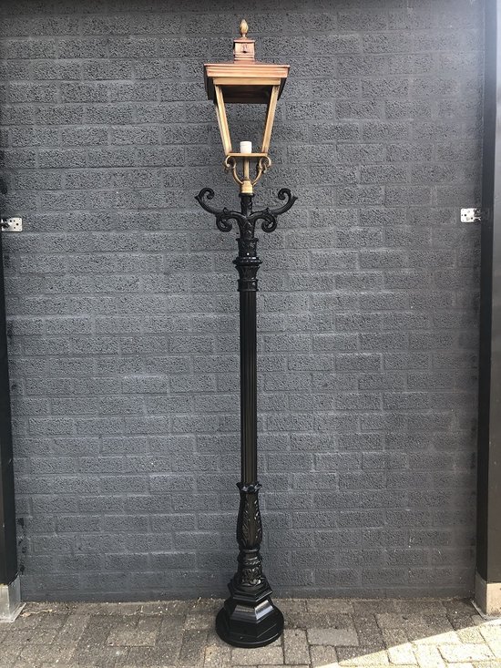 Buitenlamp, lantaarn met keramische fitting glas, aluminium paal, zwart,... | bol.com