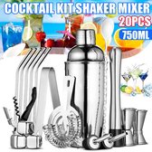 20 stks - Mojito Cocktail Bar Shaker - Mixer Maker - Muddler Bar - Rvs Bar Sets - voor Barman Gereedschap - Met Whiskey Stenen
