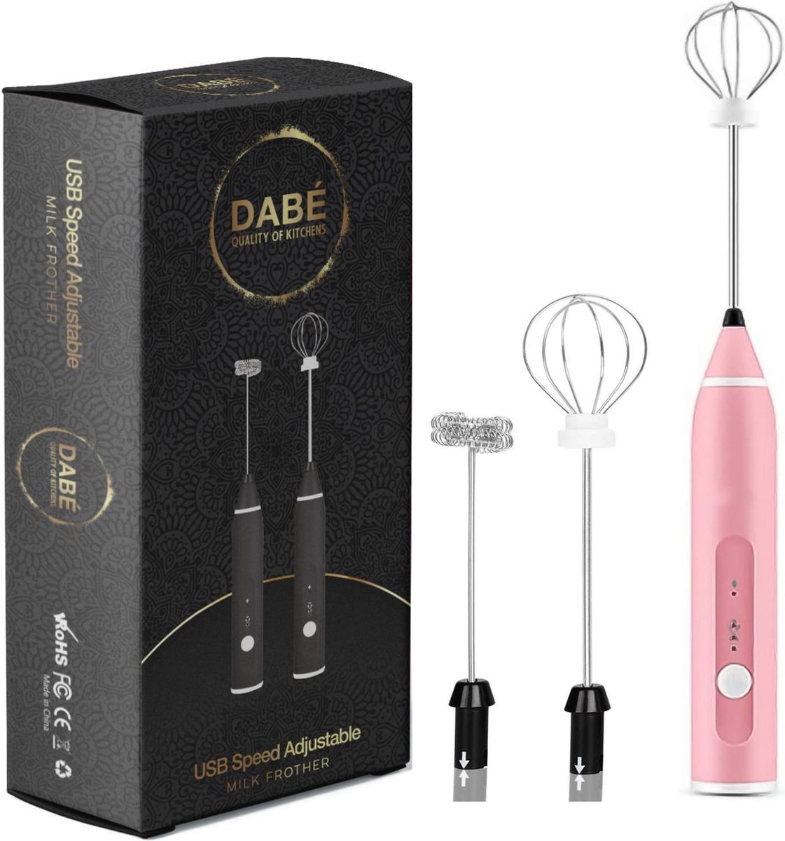 Bol.com Dabé melkopschuimer - Roze - Melkopschuimer handmatig – Melkopklopper - Handmixer – Melkschuimer- Melkklopper – Melkklop... aanbieding