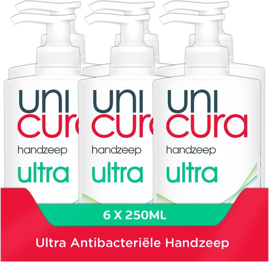 Unicura Ultra Antibacteriële Vloeibare Handzeep - 6 x 250 ml -  Voordeelverpakking | bol.com