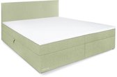 Beddenleeuw Boxspring Bed Lana met Opbergruimte - 160x210 - Incl. Hoofdbord + Topper - Groen