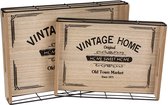 Vintage dienbladen- Hout- Woondecoratie- Set per 2stuks