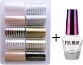 Nagel transfer folie nail art set (06) INCL. lijm- Nagelstickers -Nail art- Transfer folie lijm- Complete set 10 stuks INCL lijm