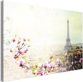 Schilderij - Postcards from Paris (1 Part) Wide.